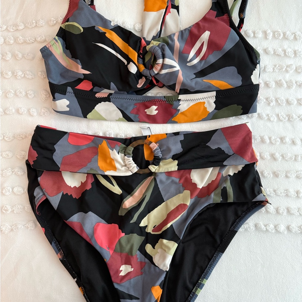 Bar III Women’s Multicolor Bikini Top Size S Bottoms Size M